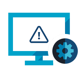 An image of a computer screen showing a warning triangle behind a stylized image of a cog wheel, symbolizing administering Qumulo Alerts instances