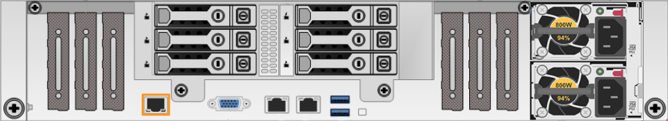 The location of the iLO port on the HPE Apollo 4200 Gen9 node