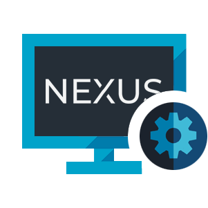 An image of a computer screen showing the Qumulo Nexus logo behind a stylized image of a cog wheel, symbolizing configuring Qumulo Nexus