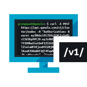 An image of a computer screen showing a terminal window with a Qumulo REST API call